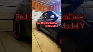 Tesla Model Y Red MagBak RimCase 20 in Induction Wheels