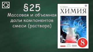 Габриелян О. С. 8 класс §25 "Массовая и объемная доли компонентов смеси (раствора)"