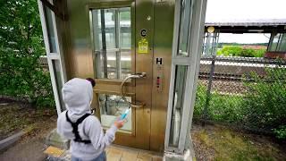 Sweden, Stockholm, Bålsta train station, 2X Schindler elevator - going to platform