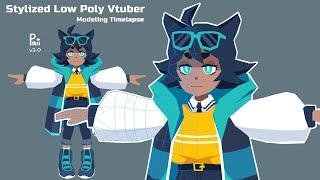 Stylized Low poly Vtuber 3D Modeling Time-lapse