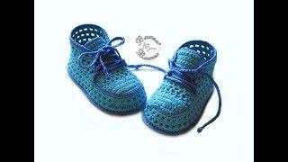 Кеды пинетки летние крючком //Sneakers booties crochet summer//