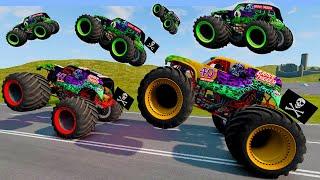 New Monster Jam and Big Wheels Vs Avenger Truck Backflips And Freestyle BeamNG Random