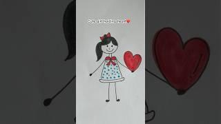 Cute little baby holding heart easy drawing️| girl wearing bow #creative #trending #shorts #viral