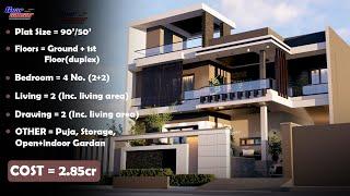 50X90 HOME DESIGN | DOUBLE FLOOR  HOUSE DESIGN |MODERN ELEVATION | GHAR SANSAR BIKANER