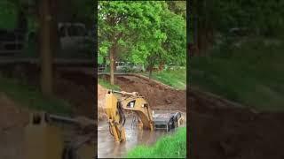 Tragedy of excavator stuck in river || evacuation process || part 1 #shorts