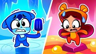  Hot VS Cold Food Challenge ️ Opposites Song  Kids Cartoons 