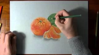 dessiner - How I draw a mandarin orange   realistic drawing