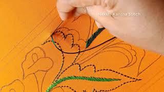 Hand embroidery// Colorful border Embroidery // Phulkari dress border design stitching tutorial