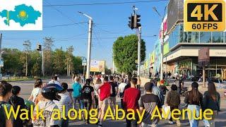 Almaty, summer walk along Abai Avenue [4K 60 fps]