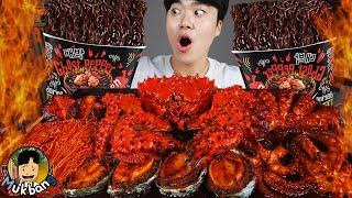 ASMR MUKBANG | FIRE Noodle & Spicy Seafood & Octopus & Kingcrab | COOKING & EATING SOUND!