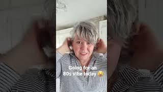 80s vibe with scrunch hair trying something different with my silver hair.