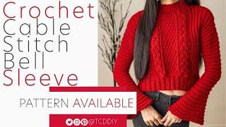 Crochet Cable Stitch Bell Sleeve Jumper | Pattern & Tutorial DIY