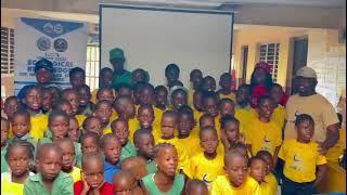 Students from the Saints Anglican Primary School, Idado, Lagos, chanting World Oceans Day.