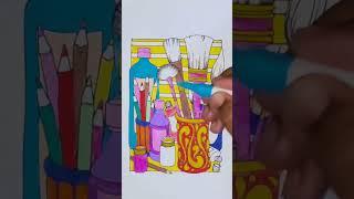 Scenery Coloring️️House chutaway Drawing Colouring #satisfying#drawing#art#viralvideo#trending