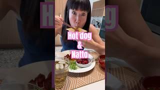 Natto & hot dog breakfast! #japanesefood #natto #microgreens #hotdog #healthyrecipes