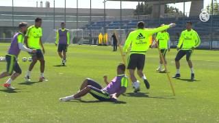 Cristiano Ronaldo completed Monday's training session with the group...