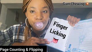 ASMR Gum Chewing~ Book Page Counting & Flipping with/without whispering| Finger Licking| Mouth Sound