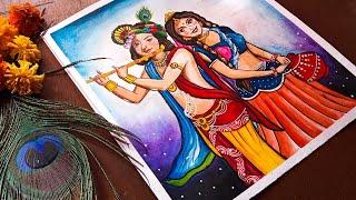 Radha krishna drawing/oil pastel drawing/radha krishna drawing oil pastel/Oil pastel drawing krishna