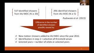 Meteor shower identification in selected years of the EDMOND database