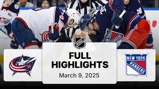 NHL Highlights | Blue Jackets vs. Rangers | March 09, 2025