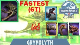 6 TURNS DEFEATED GRYPOLYTH RAID  BOSS JURRASIC WORLD ALIVE (JWA) /Moveset see in Note