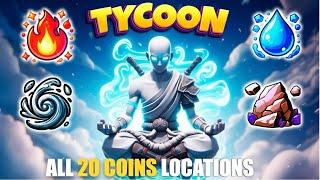 ELEMENTAL MASTER TYCOON MAP FORTNITE - ALL 20 COINS LOCATIONS, (EARTH, FIRE, WATER, AIR COINS)