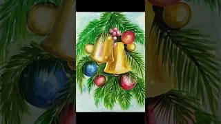 Christmas bell painting with water colour #art #drawing #tranding #christmas #short