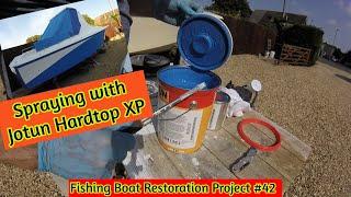 Boat Restoration Project #42 - Spray Painting Hull with JOTUN HARDTOP XP