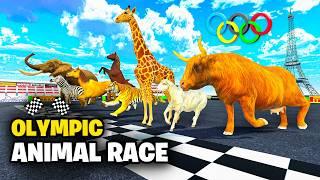 OLYMPIC ANIMAL RACE | Elephant, Zebra, Tiger, Camel, Horse, COW | Planet Zoo Race | Animal Race