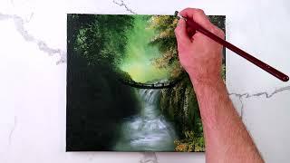 Sunny Side of the Waterfall | acrylic landscape painting demo