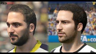 FIFA 17 vs PES 17 Juventus ALL Player Faces Comparison (Xbox One, PS4, PC)