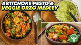 Quick Artichoke Pesto and Veggie Orzo Medley