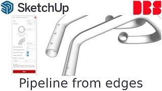 SketchUp Extension: Pipeline from edges v1.7 - holes made with Solid Tools