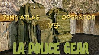 LA Police Gear 72-hour Atlas Pack vs The Operator Backpack Size Comparison