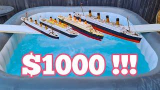 LEGO TITANIC COPIES VS $1000 HOT TUB !!