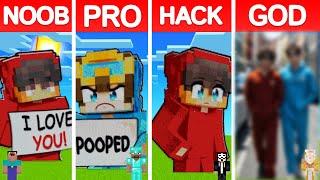 Minecraft CASH and NICO PIXEL ART BUILD CHALLENGE - NOOB vs PRO vs HACKER vs GOD