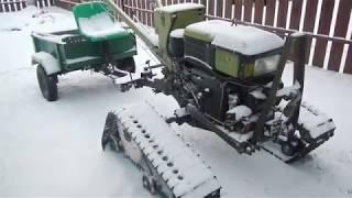 Снег, лыжи, тяжелый мотоблок на гусеницах и первые поломки.