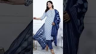 Cotton cambric kurti pant dupatta set #ladiesfashion #nightwear #kurti #viralvideo #trending #shorts