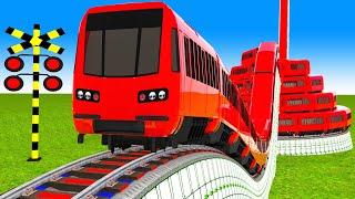 [踏切アニメ] あぶない電車 TRAIN Climbing Pyramid Fumikiri3D Railroad Crossing Animation #1