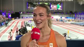 Netherlands' Lieke Klaver speaks after her win in the 400m semi-final