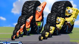 Big & Small Monowheel whith SpongeBob vs Big & Small Monowheel whith Patrick vs Train | BeamNG.Drive