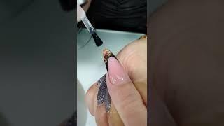 @Merlin Nails  Best Glass Glitter French reverse Nails ballerina shape | Gel nails by Merlin