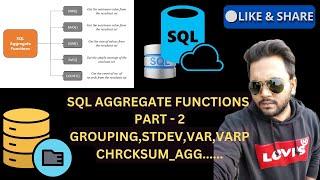 Aggregate Functions SQL Server Part 2 || GROUPING , STDEV , STDEVP , VAR , VARP , GROUPING_ID #sql