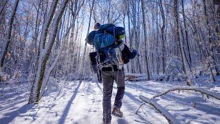 Cozy Winter Camping in a Tranquil Snowy Forest | Seneca Creek Backpacking 4K