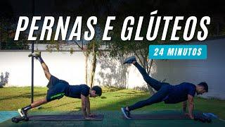 Treino 24 MIN de PERNAS E GLÚTEOS para ganha músculos e definição, com halteres