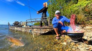 Rare Wild Hogs on a Remote Island - Redfish, Snapper, Puffers and Steak! (Catch & Cook)