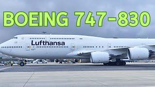 Lufthansa Boeing 747-830 at Lisbon Airport - Pushback & Taxi (Close-up).