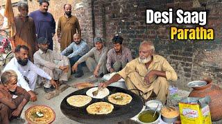 70/- Rs ROAD SIDE BREAKFAST EVER MADE!  SAAG PARATHA | ALOO PARATHA - STREET FOOD PAKISTAN