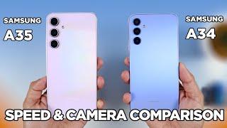 Samsung A35 vs Samsung A34 SPEED TEST & CAMERA Comparison | Zeibiz