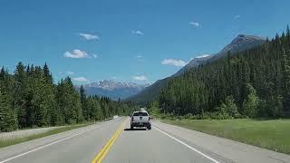 Driving on Highway 16 ('Yellowhead Highway') in British Columbia/Alberta, Canada - July 12, 2022.